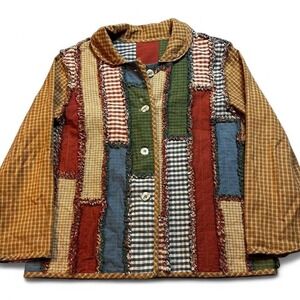 Vintage handmade patchwork boho funky hippie jacket size large